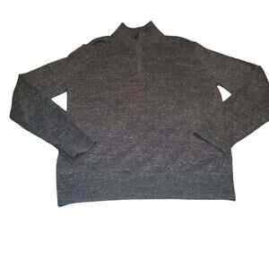 Gap Size L (FITTED) Quarter Zip Mock Neck Navy Blue Cotton Poly Sweater